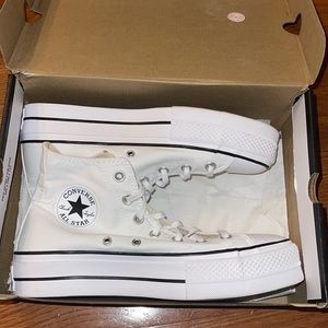 All White Platform Converse